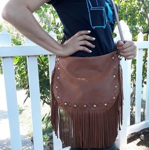 Brown Fringed Leather Purse